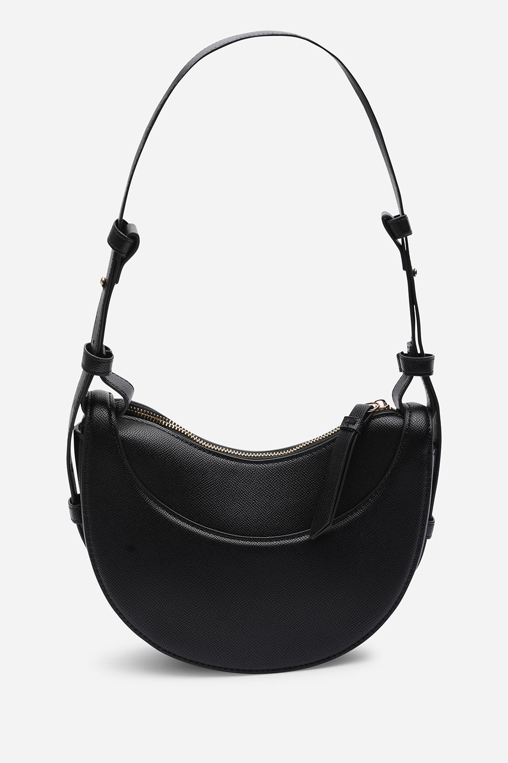 Envie Crescent Faux Leather Shoulder Bag in Black