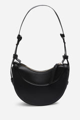 Envie Crescent Faux Leather Shoulder Bag in Black
