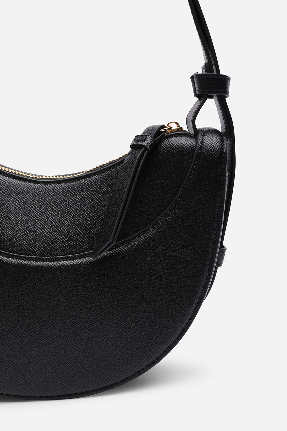Envie Crescent Faux Leather Shoulder Bag in Black