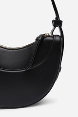 Envie Crescent Faux Leather Shoulder Bag in Black