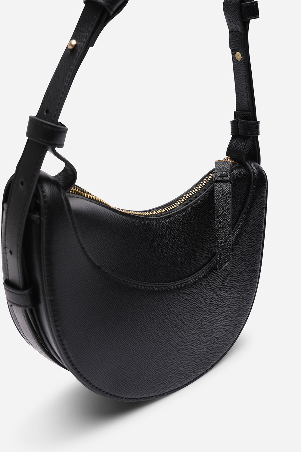 Envie Crescent Faux Leather Shoulder Bag in Black