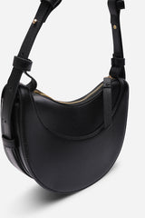 Envie Crescent Faux Leather Shoulder Bag in Black