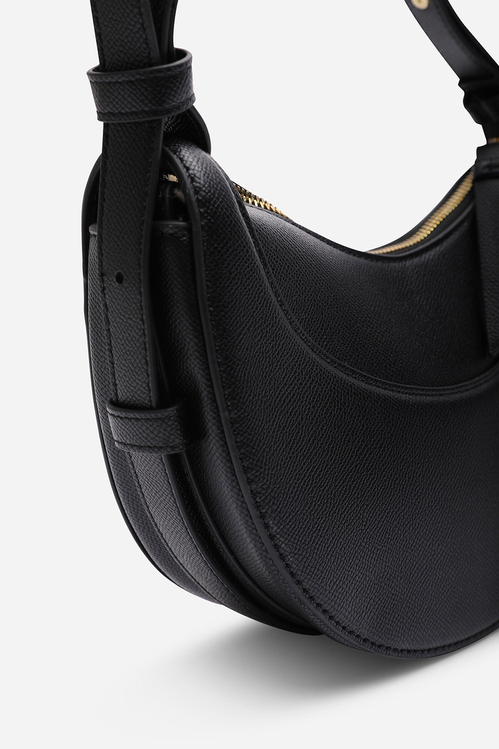 Envie Crescent Faux Leather Shoulder Bag in Black