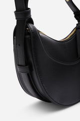 Envie Crescent Faux Leather Shoulder Bag in Black