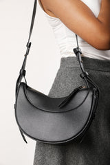 Envie Crescent Faux Leather Shoulder Bag in Black