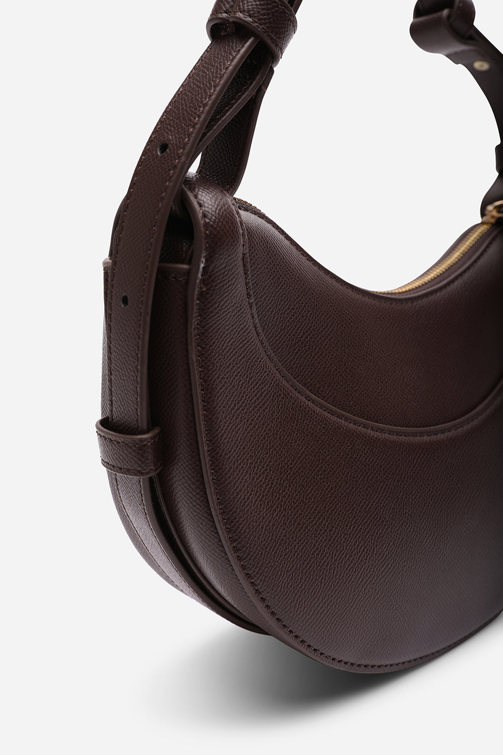 Envie Crescent Faux Leather Shoulder Bag in Dark Brown