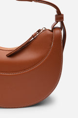 Envie Crescent Faux Leather Shoulder Bag in Tan