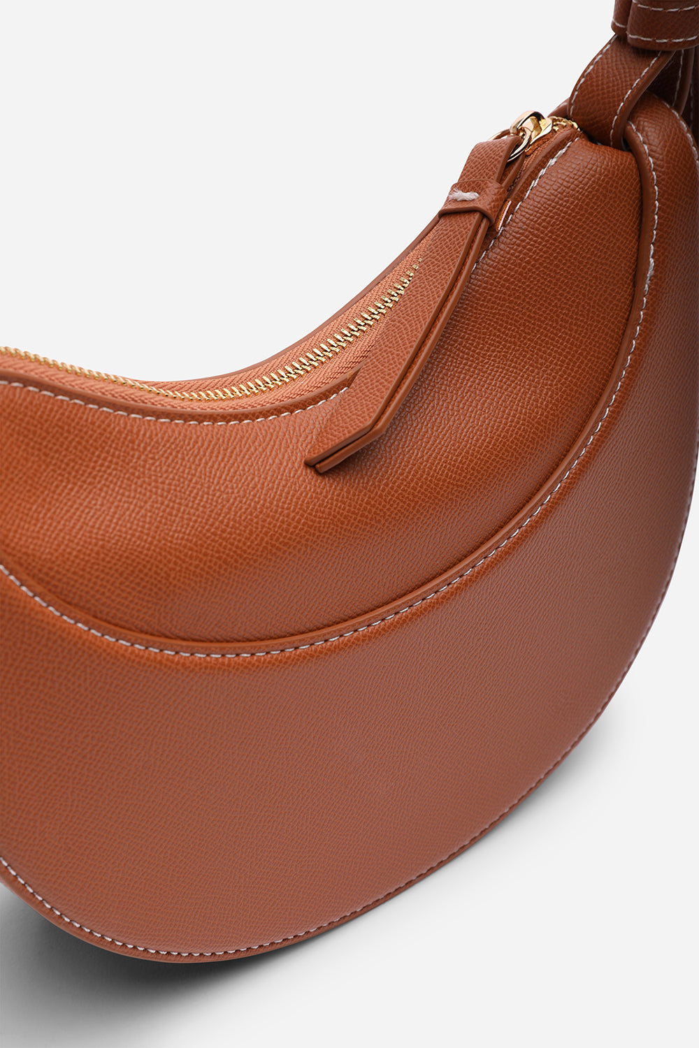 Envie Crescent Faux Leather Shoulder Bag in Tan