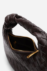 Aura Classic Woven Hobo Bag In Dark Brown