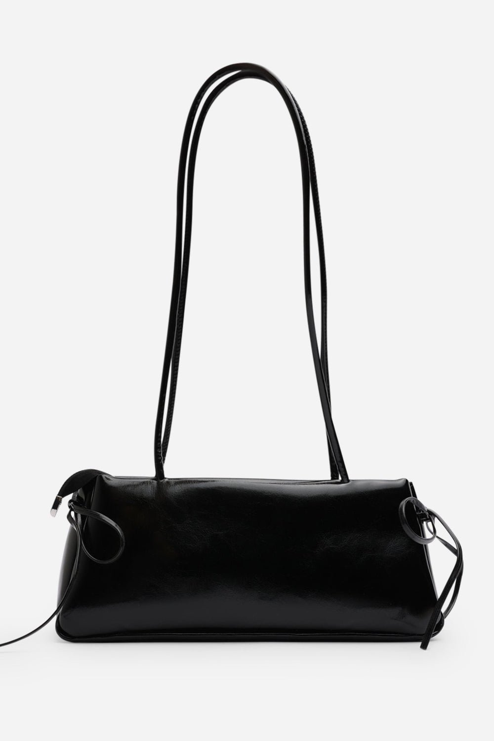 Bay Glossy Black Patent Handheld Shoulder Bag