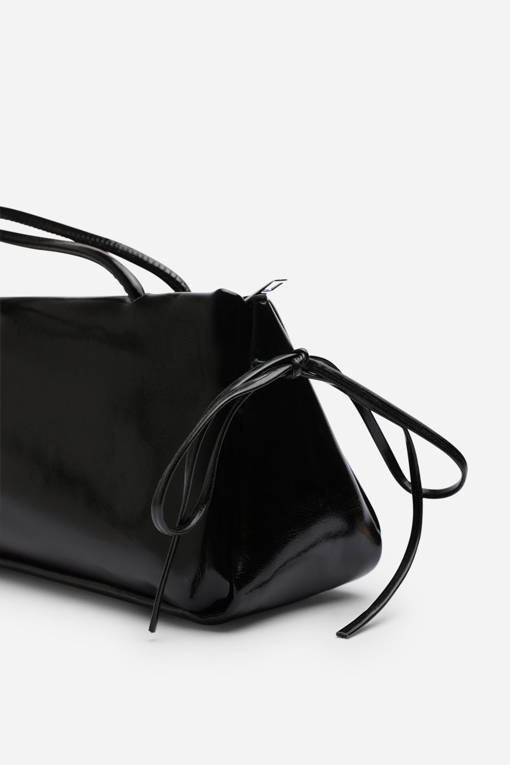 Bay Glossy Black Patent Handheld Shoulder Bag