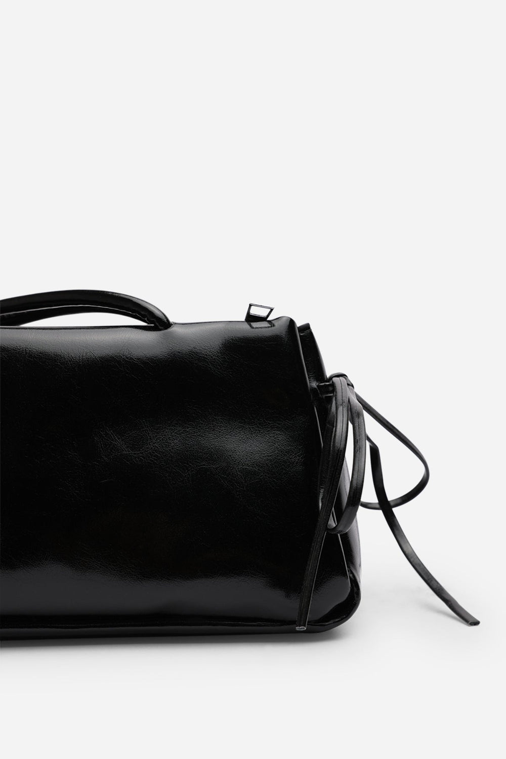 Bay Glossy Black Patent Handheld Shoulder Bag