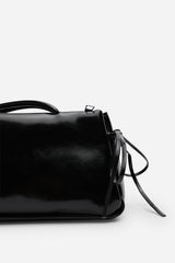 Bay Glossy Black Patent Handheld Shoulder Bag