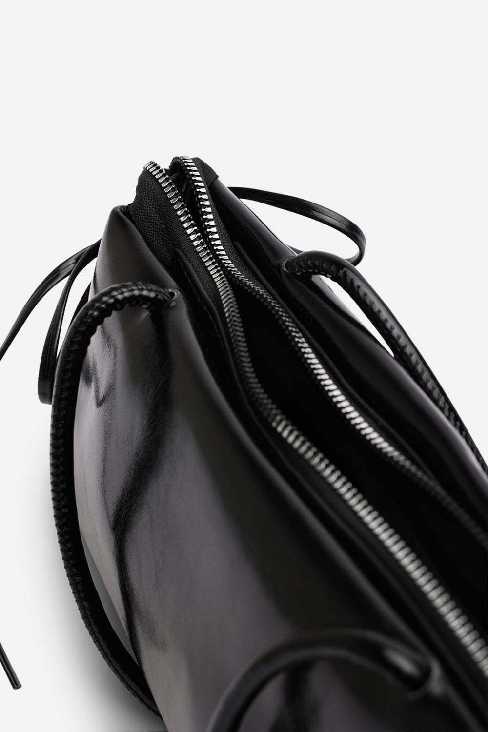 Bay Glossy Black Patent Handheld Shoulder Bag