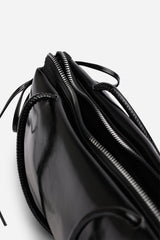 Bay Glossy Black Patent Handheld Shoulder Bag