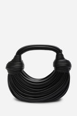 Blossom Curved Black Metallic Shoulder Bag