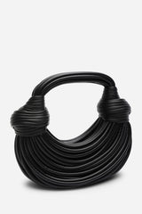 Blossom Curved Black Metallic Shoulder Bag