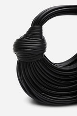 Blossom Curved Black Metallic Shoulder Bag