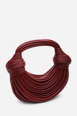 Blossom Curved Maroon Metallic Shoulder Bag