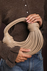 Blossom Curved Beige Metallic Shoulder Bag