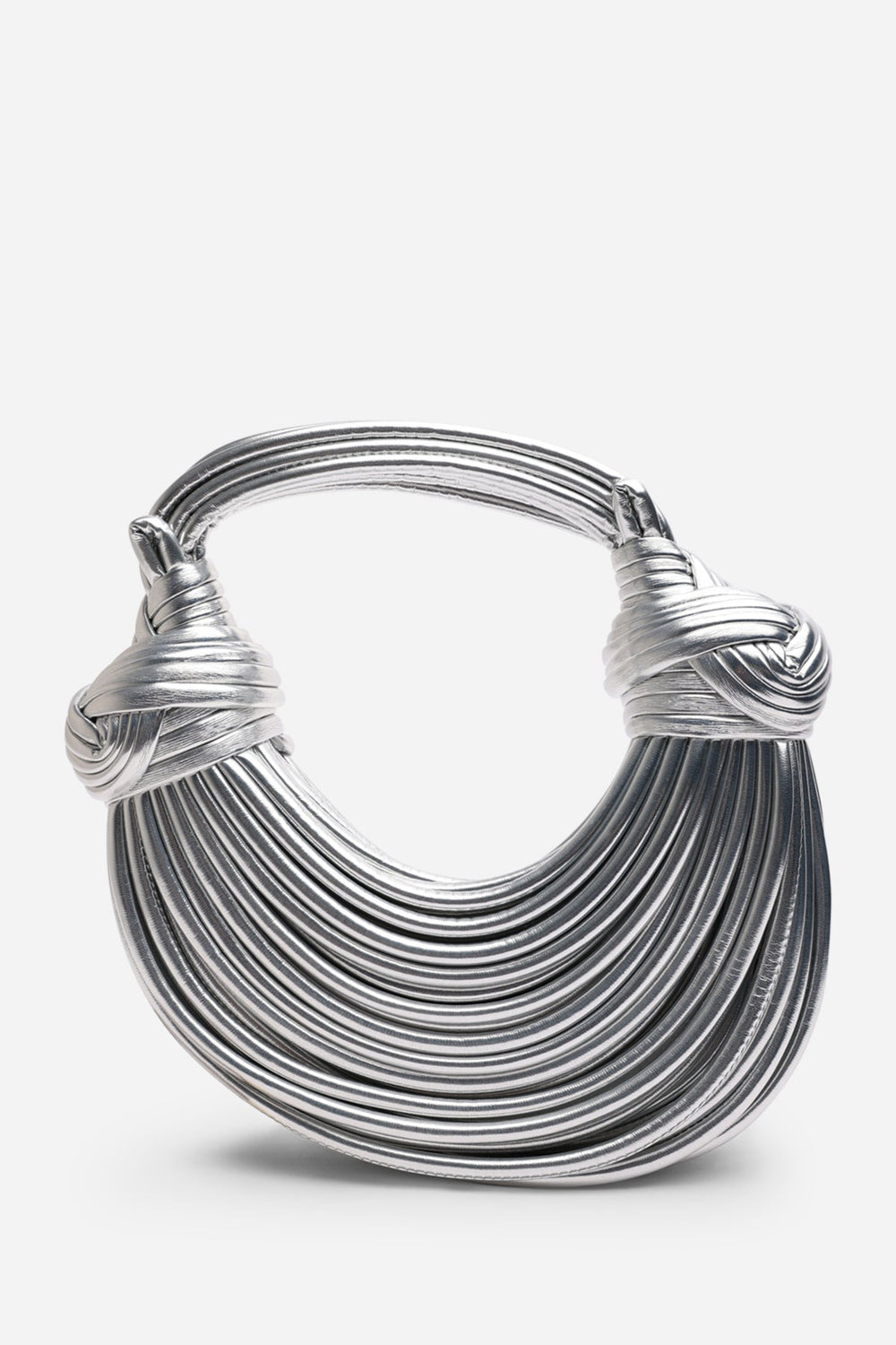 Blossom Curved Silver Metallic Shoulder Bag