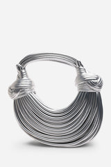 Blossom Curved Silver Metallic Shoulder Bag