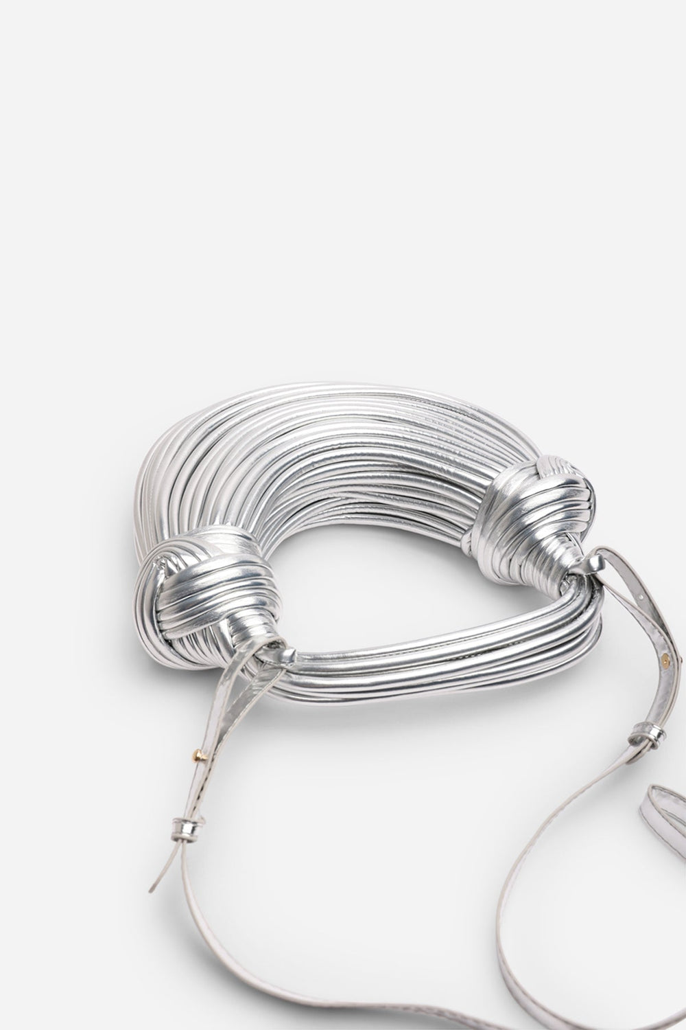 Blossom Curved Silver Metallic Shoulder Bag