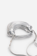 Blossom Curved Silver Metallic Shoulder Bag