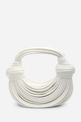 Blossom Curved White Metallic Shoulder Bag