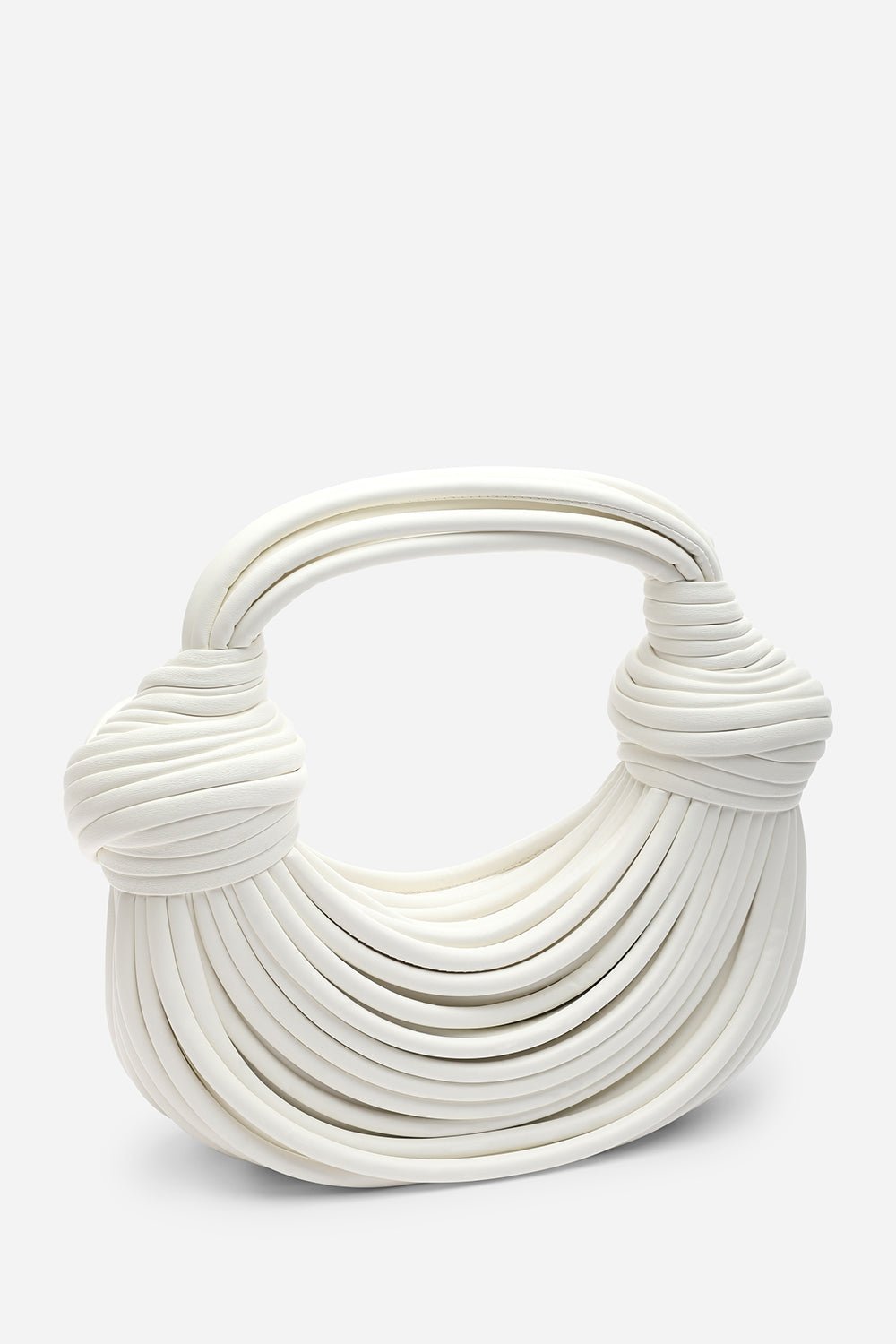 Blossom Curved White Metallic Shoulder Bag