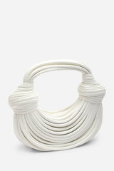 Blossom Curved White Metallic Shoulder Bag