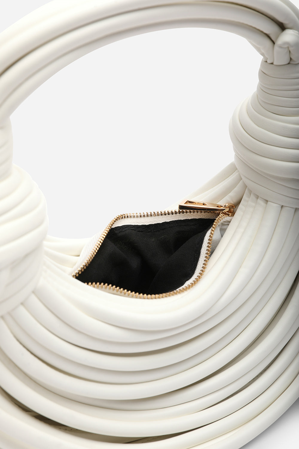 Blossom Curved White Metallic Shoulder Bag