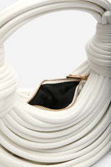 Blossom Curved White Metallic Shoulder Bag