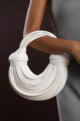 Blossom Curved White Metallic Shoulder Bag