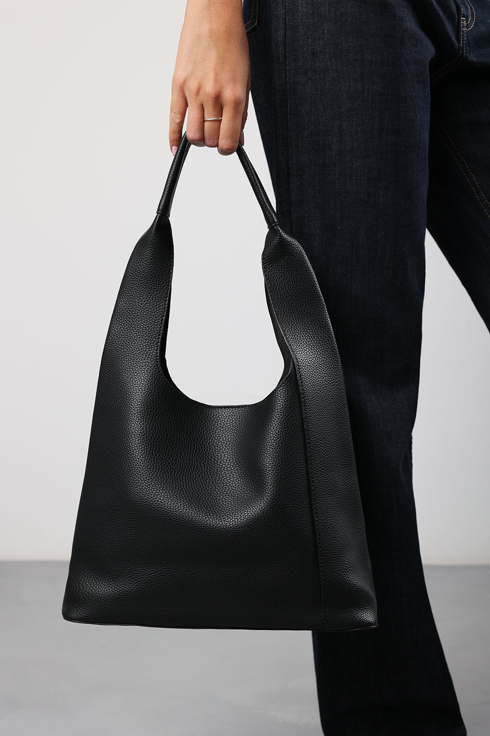 Blush Luxury Black Shoulder Tote Bag With Minimalist Design