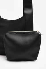 Blush Luxury Black Shoulder Tote Bag With Minimalist Design