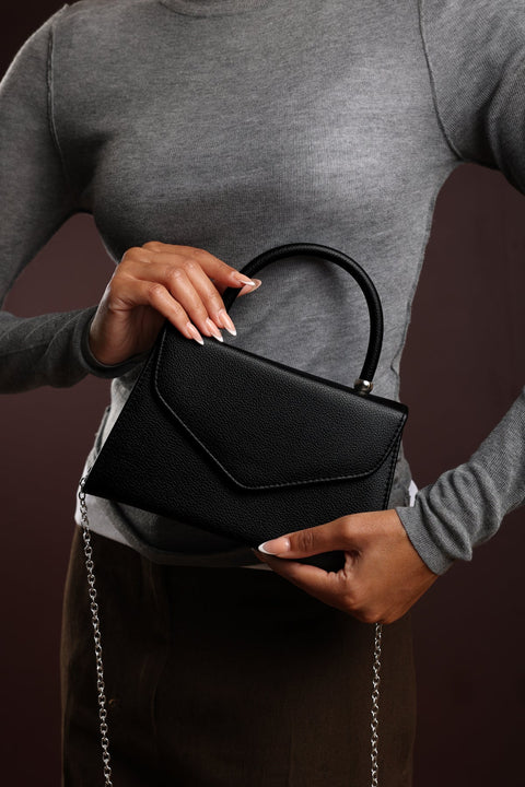 Marina Structured Top Handle Shoulder Bag In Black
