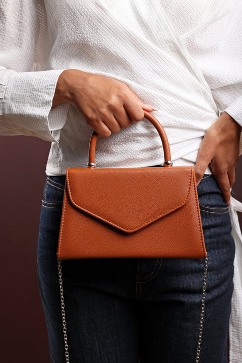Marina Structured Top Handle Shoulder Bag In Dark Brown