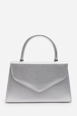 Marina Structured Top Handle Shoulder Bag In Silver
