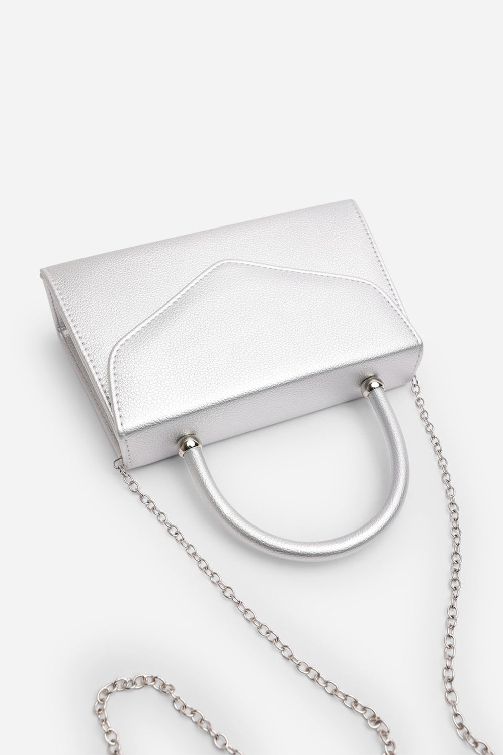 Marina Structured Top Handle Shoulder Bag In Silver