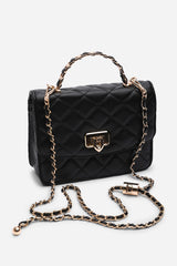 Meadow Quilted Top Handle Bag with Twist Lock in Black