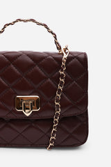 Meadow Quilted Top Handle Bag with Twist Lock in Dark Brown