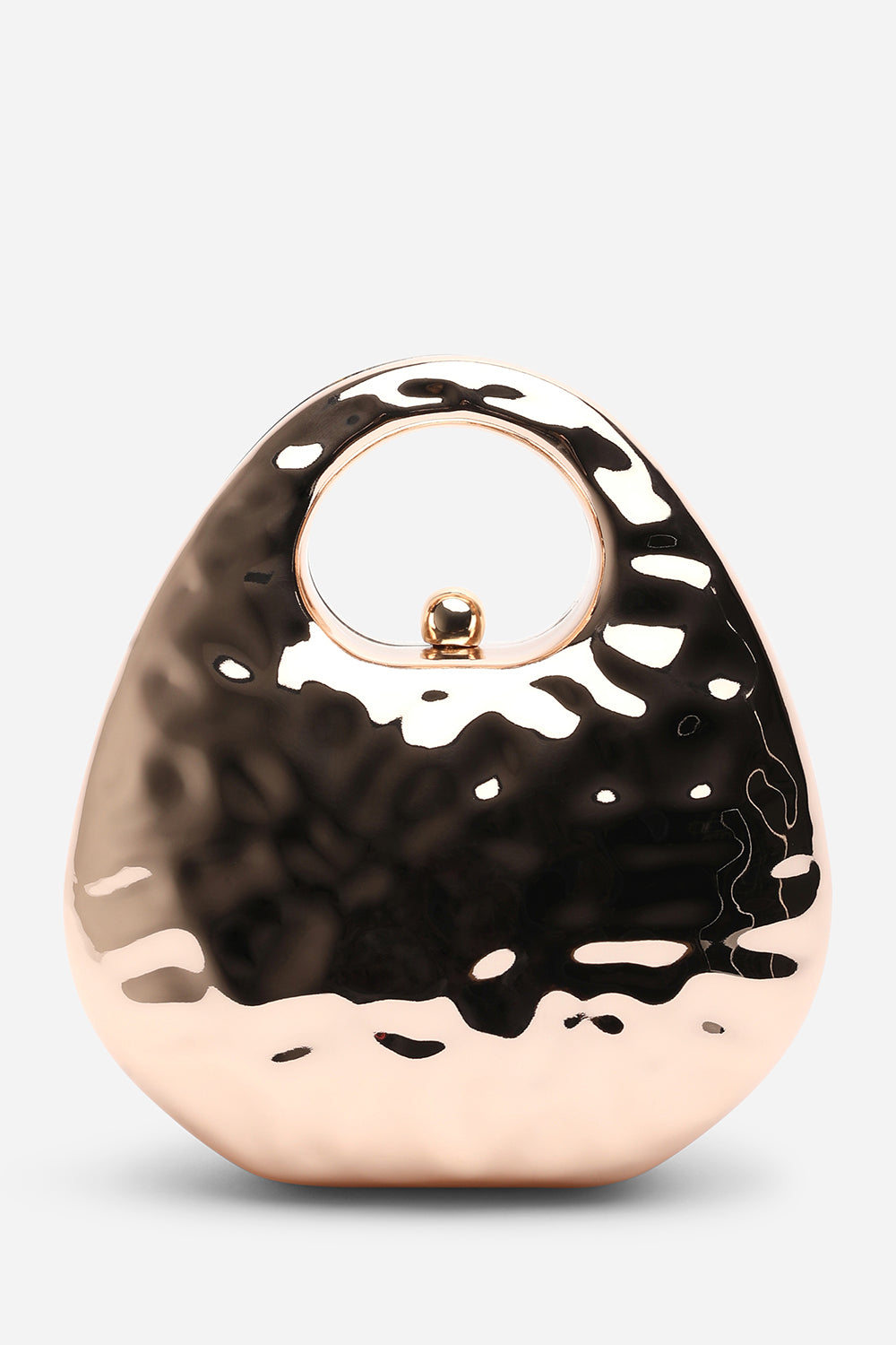 Mocha Gold Metallic Sculpted Crossbody Bag with Chain