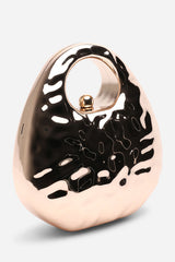 Mocha Gold Metallic Sculpted Crossbody Bag with Chain