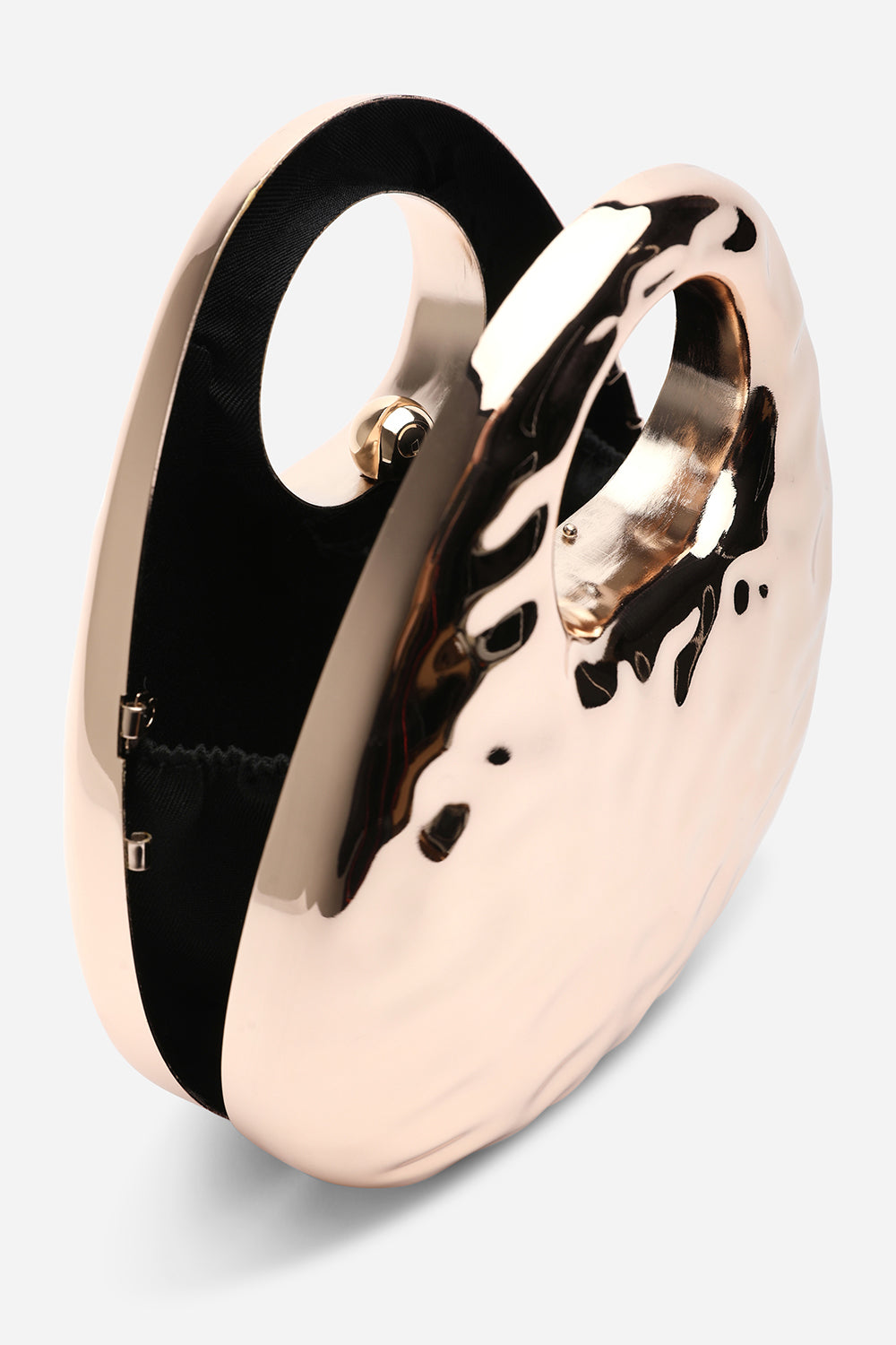 Mocha Gold Metallic Sculpted Crossbody Bag with Chain