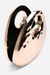 Mocha Gold Metallic Sculpted Crossbody Bag with Chain