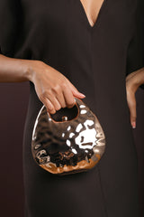 Mocha Gold Metallic Sculpted Crossbody Bag with Chain