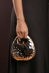 Mocha Gold Metallic Sculpted Crossbody Bag with Chain