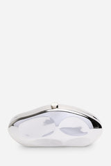 Nude Sculpted Evening Clutch Bag in Silver
