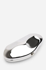 Nude Sculpted Evening Clutch Bag in Silver